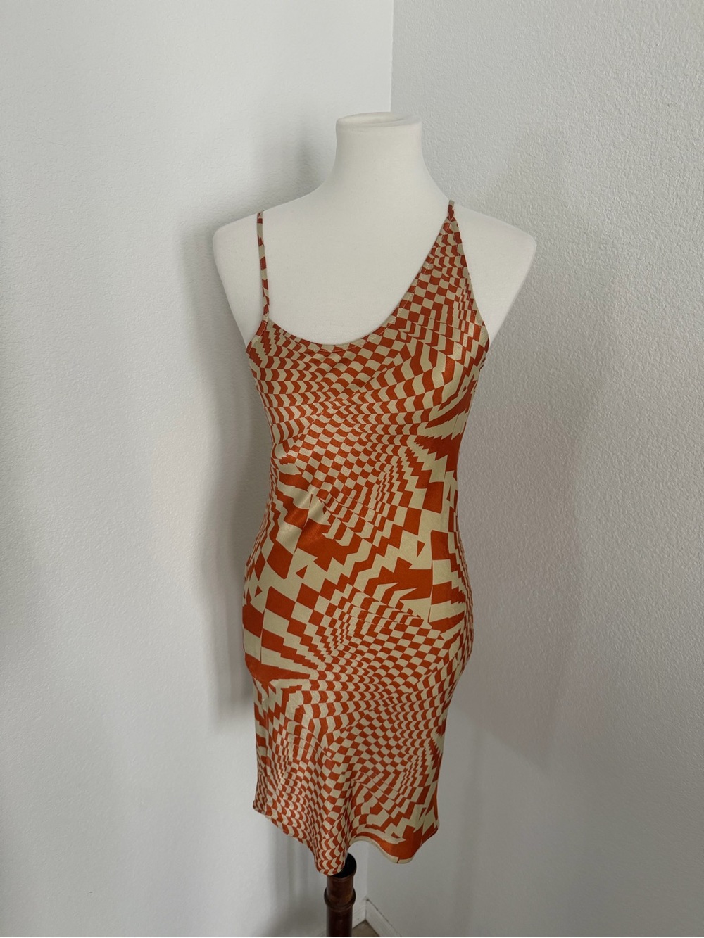 Topshop Tall Orange Psychedelic Print Slip Dress US 4